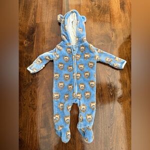 Mick Mack Baby Boys Fleece Hooded Sz 0-3 Month zip up insulated sleeper